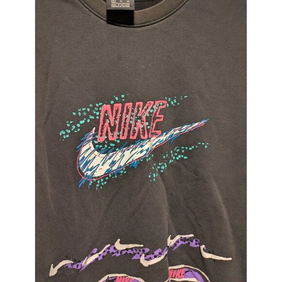 Nike Stories Retro Graphic Acid Wash Crew Neck Sweatshirt Men's XL Black Pink - Picture 2 of 9